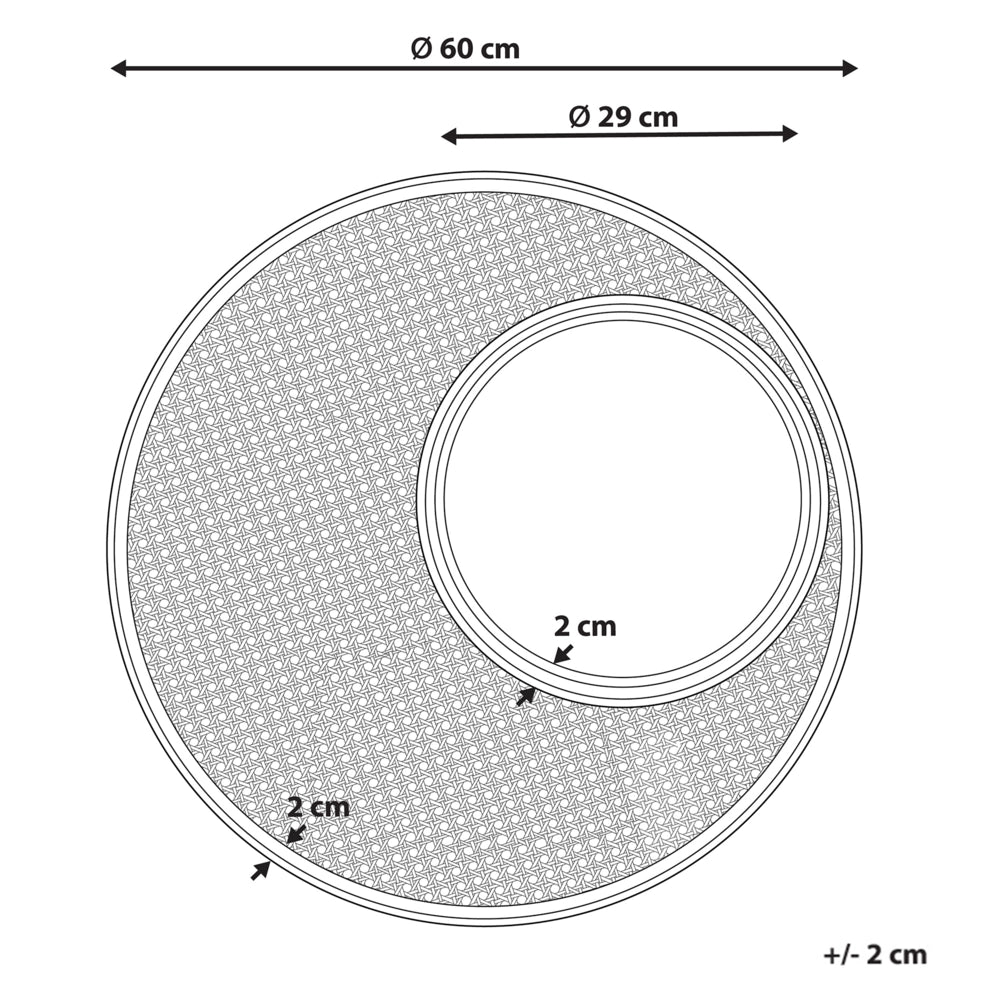 Specchio da parete decorativo telaio in bambù e rattan sintetico ø 60 cm