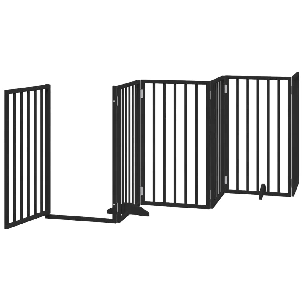 Cancelletto di sicurezza per animali domestici porta pieghevole 9 pannelli legno di pioppo nero 02_0023279