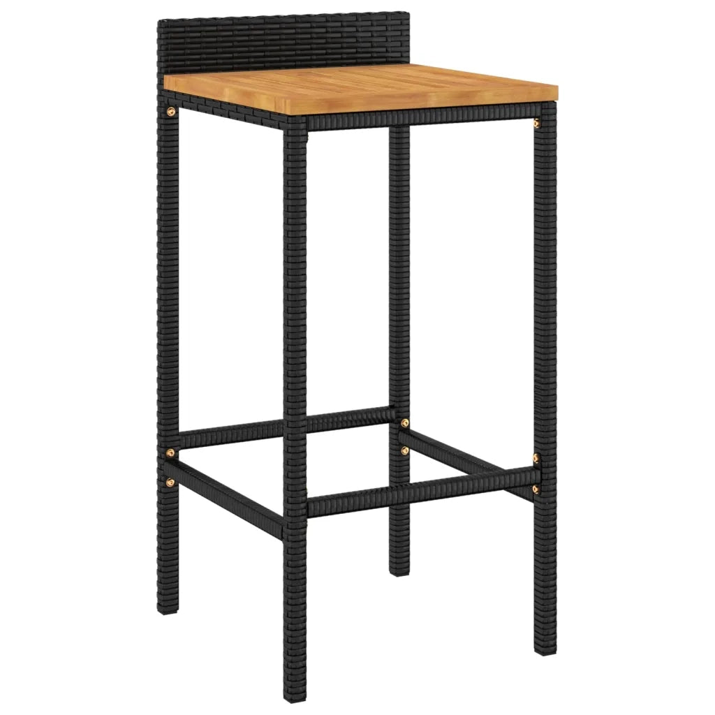 Set Bar Giardino 5 pz Nero Polyrattan e Legno Massello Acacia 3187684