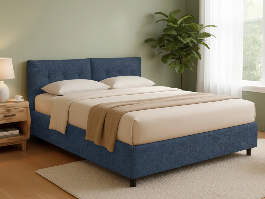 Derby, Letto Matrimoniale Sfoderabile Made in Italy, blu