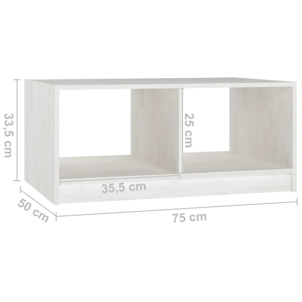 Tavolino da Salotto-Tavolino da soggiorno-Tavolo Bianco 75x50x33,5 cm Legno Massello di Pino