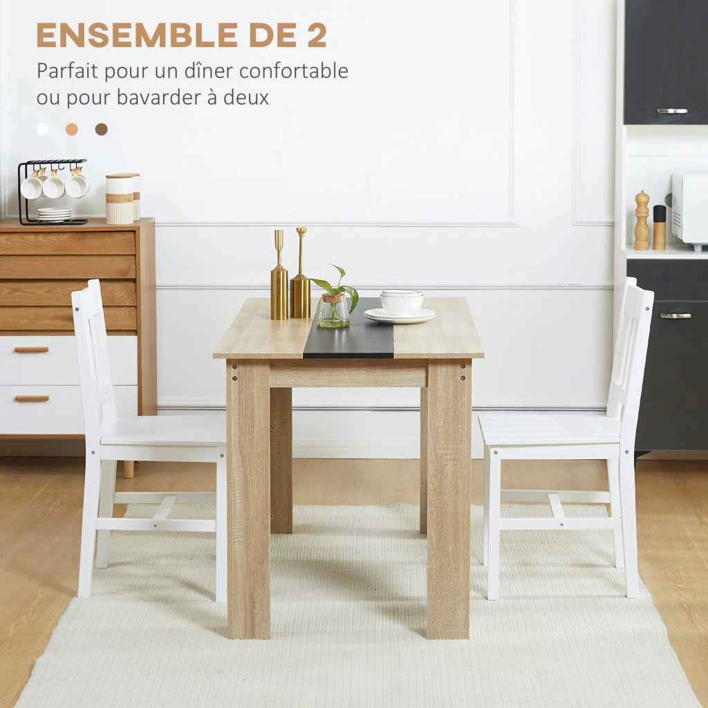 Set 2 Sedie da Pranzo in Legno Massello ¨C Xylo ¨C Schienale a Doghe Stile Campagna Bianco