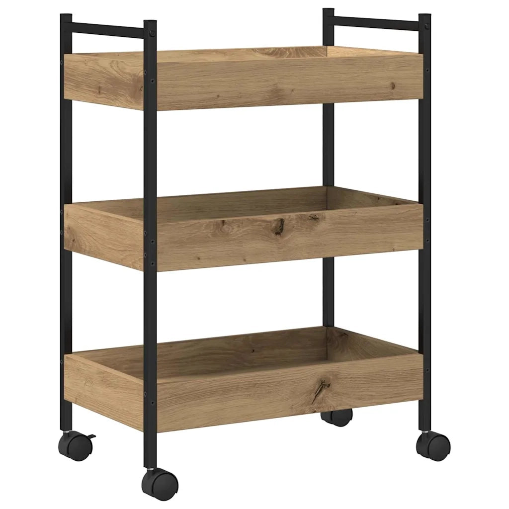 Carrello da Cucina-Scaffale per Cucina Rovere artigianale 50 x 30 x 70 cm