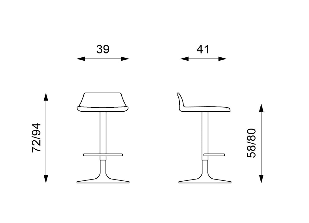 Sgabello Moderno Fred con Seduta e Schienale in Polipropilene Rosso, Struttura in Metallo e Sistema di Alzata a Gas - Design Ergonomico