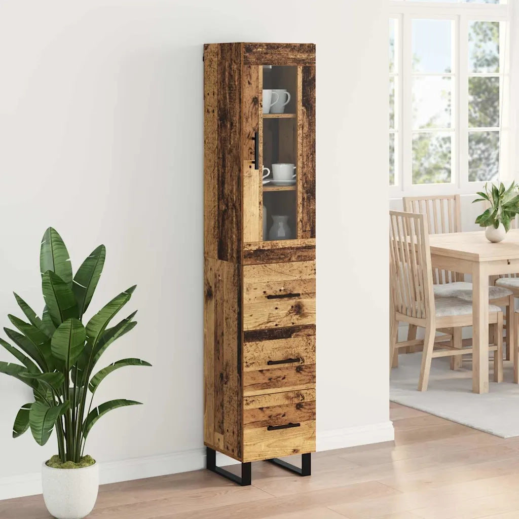 Credenza | Madia | Buffet da pranzo | Armadio da pranzo Legno vecchio 34,5 x 34 x 180 cm Legno multistrato