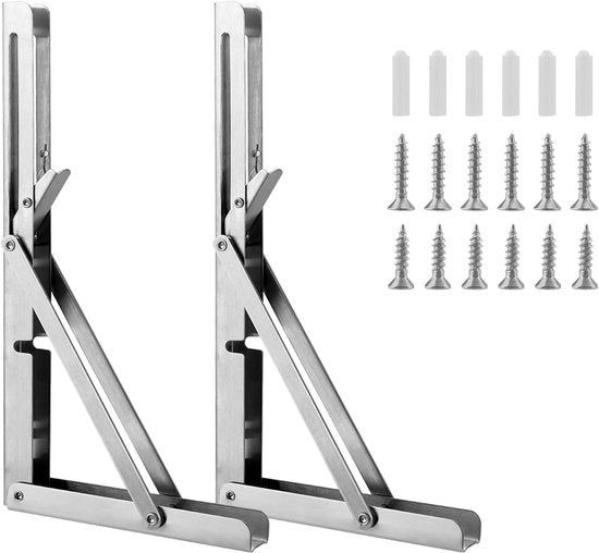 Console a battente per pesi elevati - Sostegno inclinabile per tavolo - Braccio di supporto - Cerniera a battente per tavolo - Capacità di carico 80 kg - Acciaio inossidabile