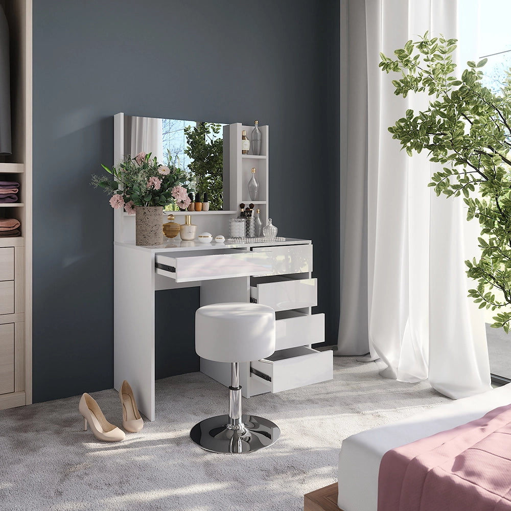 Vicco Tavolo da toeletta Bianco/bianco lucido 89.8 cm 4 parti