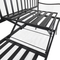 Panchina da Esterno a 2 Posti , Panchina da Giardino con Tavolino Estensibile in Metallo 150 x 53 x 95 cm Nero