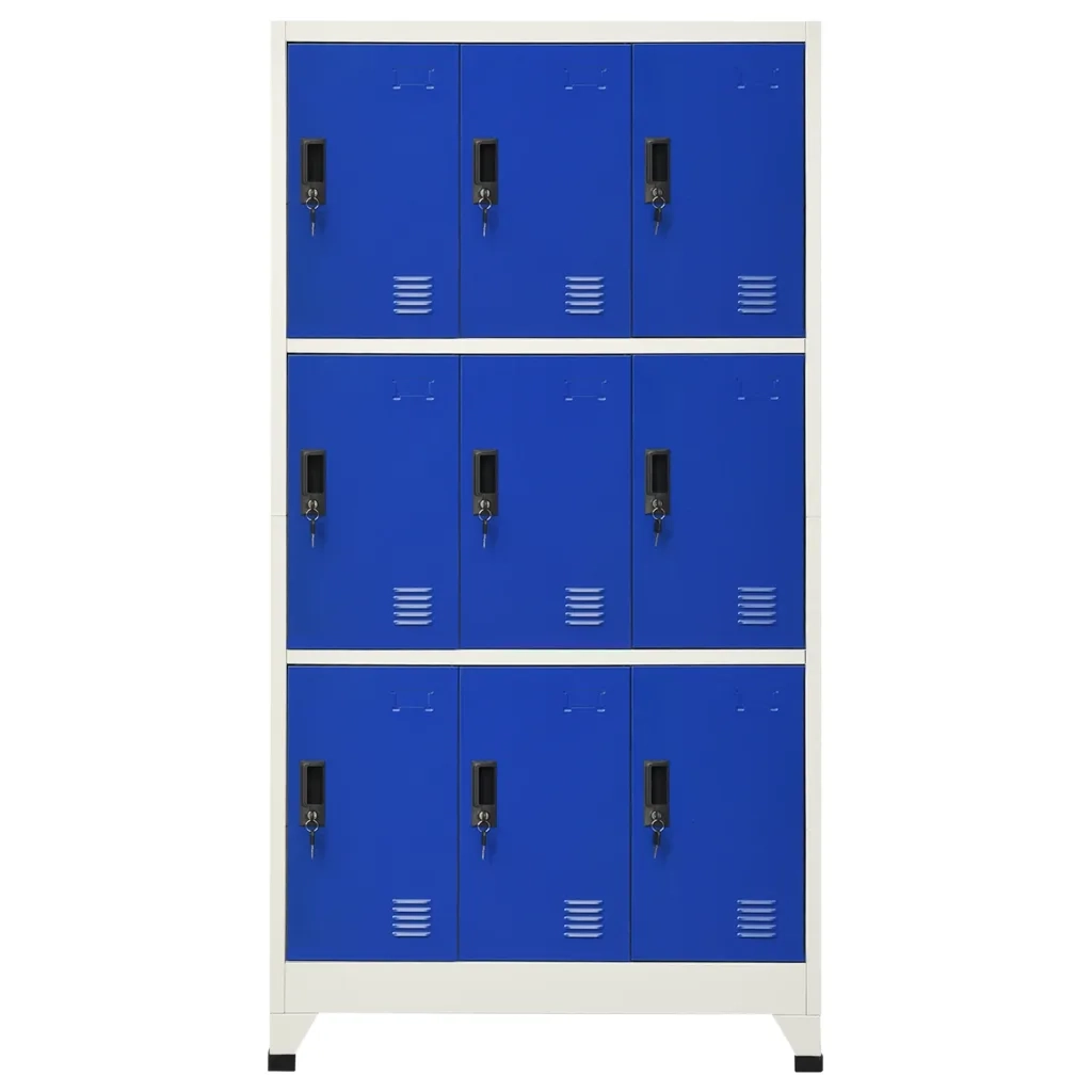 Armadietto con Serratura Grigio e Blu 90x45x180 cm in Acciaio 339810