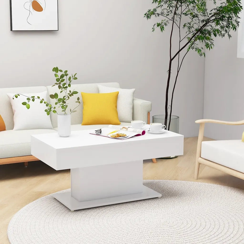 Tavolino da salotto | Tavolino da caff¨¨ | Tavolino da Soggiorno Bianco 96x50x45 cm in Legno Multistrato