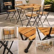 5-piece Folding Garden Dining Set Made Of Solid Acacia Wood