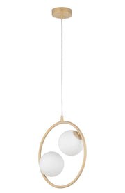 Lampada sospensione Aqua oro, 2 sfere vetro, 2xG9 Sigma