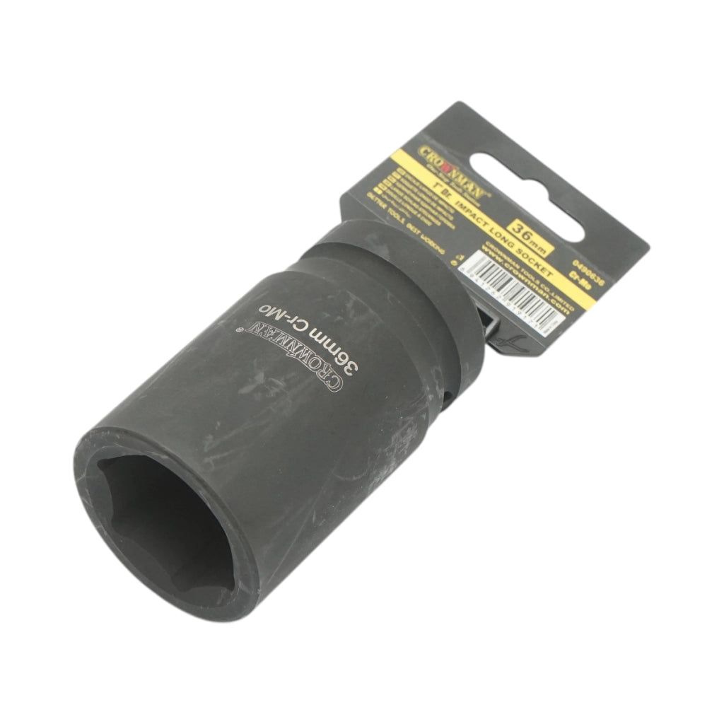 Chiave a bussola a impatto Crownman da 36 mm, quadrata da 1 pollice, in acciaio Cr-Mo