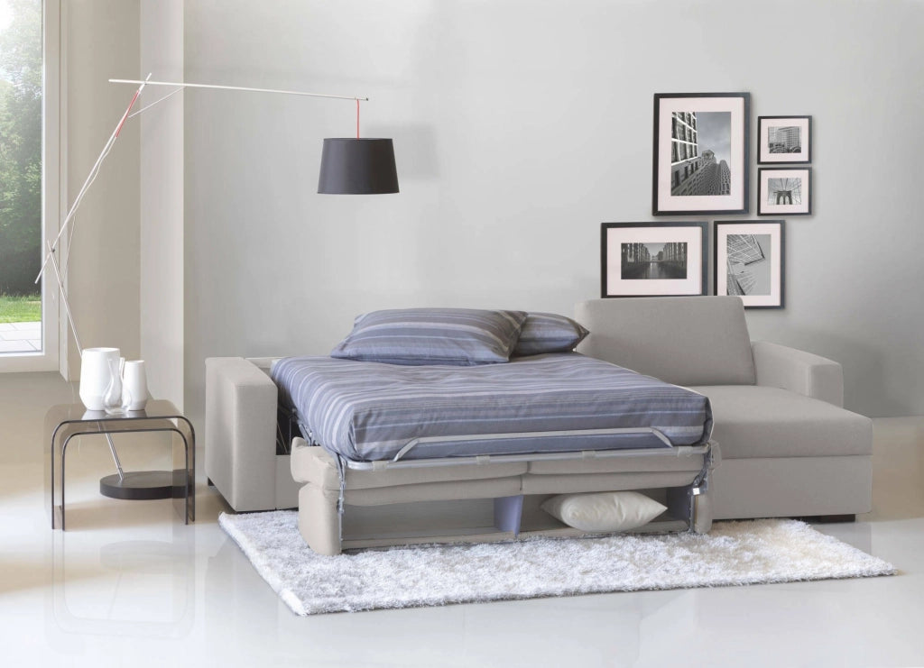 Allegria, Divano Letto con Penisola Sfoderabile Made in Italy, 260x95 cm Grigio