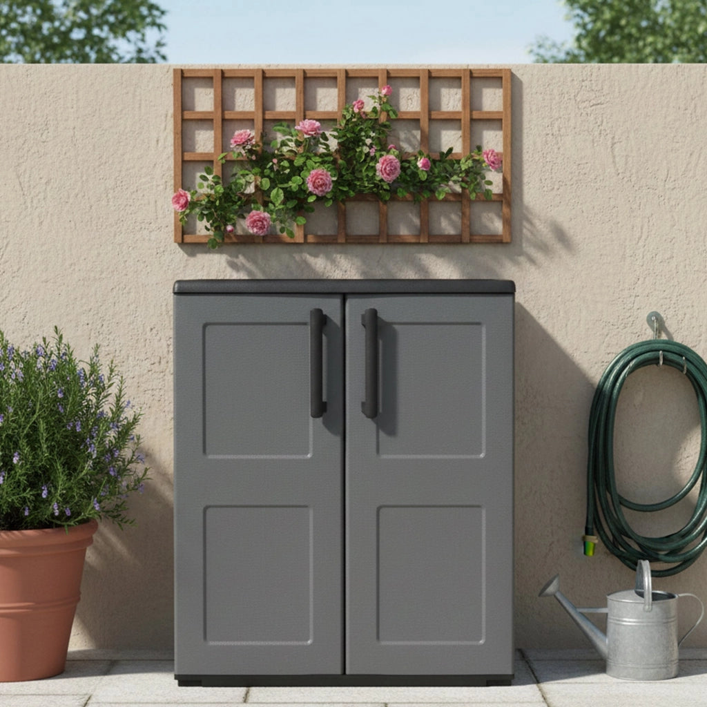 Mobile da Giardino Arisa, Armadio da Esterno un Ripiano Made in Italy, 68x37x84h cm Grigio