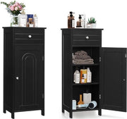 Cassettone per bagno, cassettone per bagno con ripiano e 3 piedi, cassettone per pavimento, cassettone per il bagno, cassettone compatto e spazievendente, cassettone in piedi, cassettone midi in piedi, comodino per bagno 35,5 x 30,5 x 88 cm (nero)