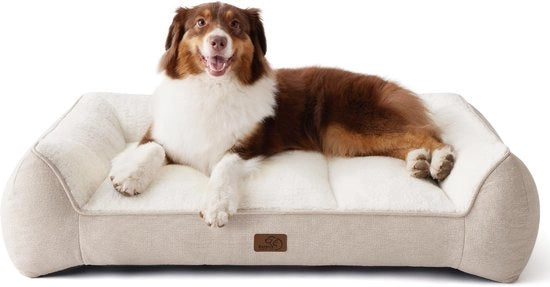 Hondenletto per Grandi Cani - 89x63cm Divano Cani Impermeabile con Piumino Sherpa soffice, Gamba Antiscivolo in Crème