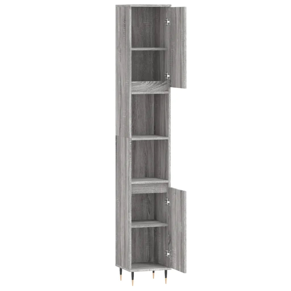 Armadietto Bagno | Armadio da bagno Grigio Sonoma 30x30x190cm in Legno Multistrato