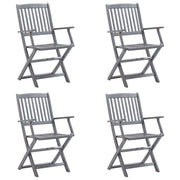Sedie da Giardino Pieghevoli 4pz con Cuscini in Massello Acacia 3064532