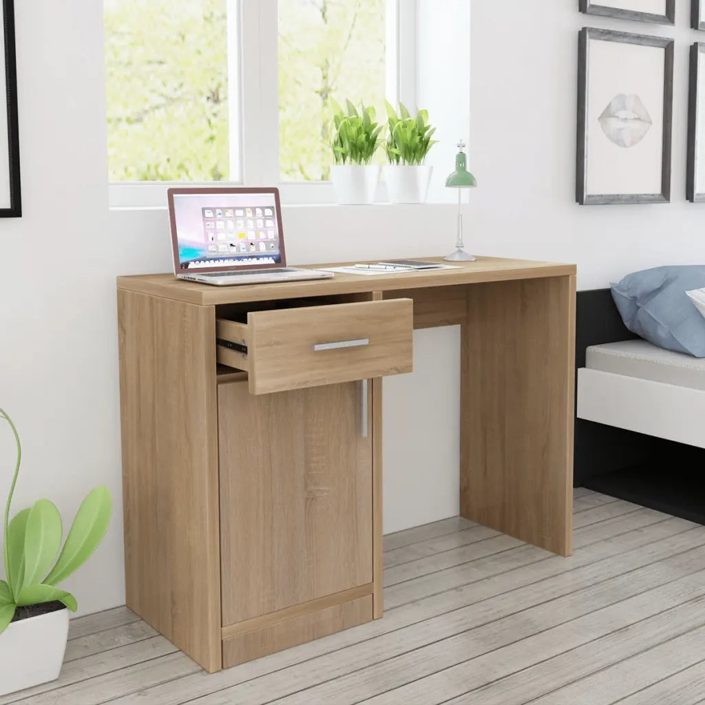 Scrivania | Tavolo da Ufficio con Cassetti e Anta Rovere 100x40x73 cm