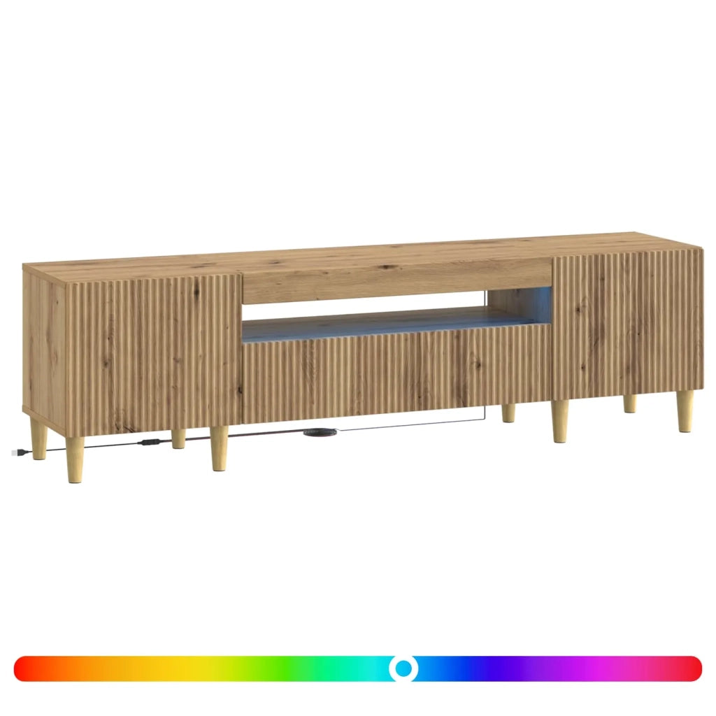 Mobile TV LED Rovere Artigianale Legno ingegnerizzato 896694
