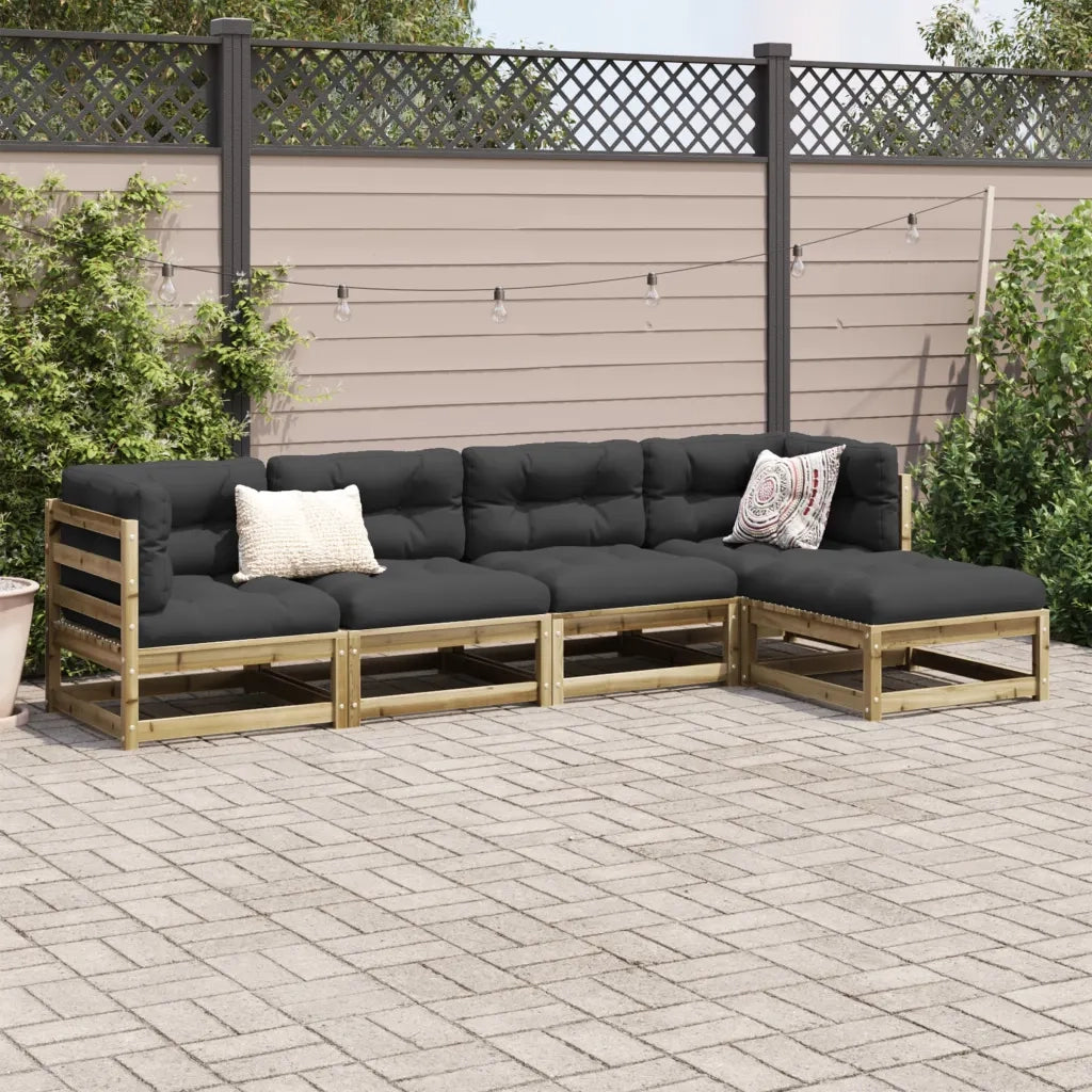 Set Divani da Giardino 5 pz | Set Salotto da Giardino in Legno Impregnato di Pino