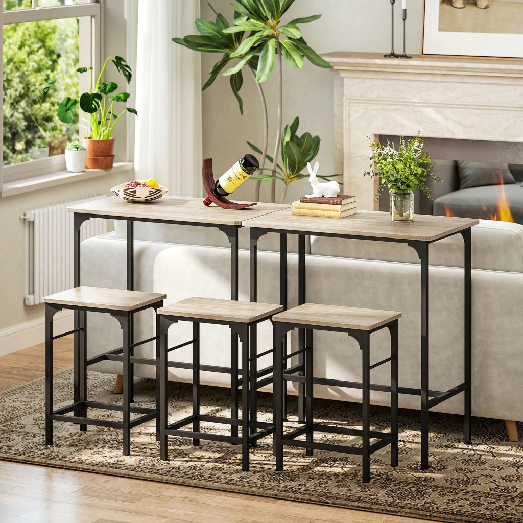 Set tavolo bar con 2 sgabelli ¨C Xylo ¨C telaio acciaio effetto legno naturale