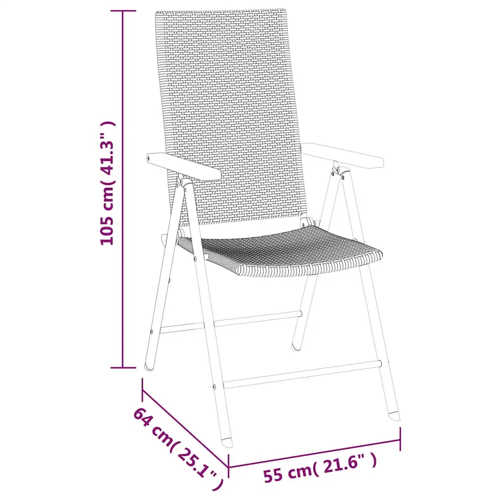 Set da Pranzo da Giardino 7 pz Nero e Marrone in Polyrattan 3156521