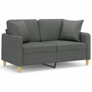 Divano | Divano da soggiorno | Sofa a 2 Posti con Cuscini Grigio Scuro 120 cm in Tessuto