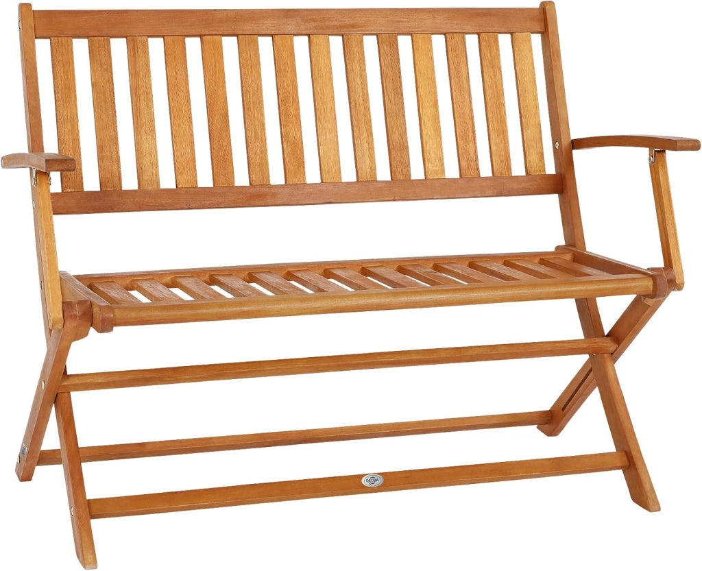 CASARIA® Panchina Pieghevole da Giardino in Legno di Eucalipto Certificato FSC® Panca 2 Posti Terrazza Esterno