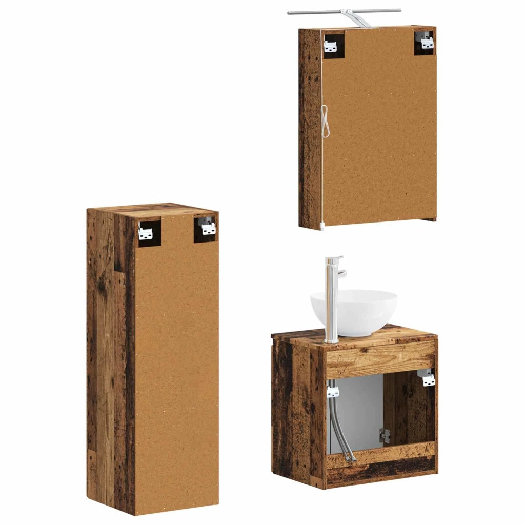 Set di mobili per il bagno 4 pcs Legno antico 3407413