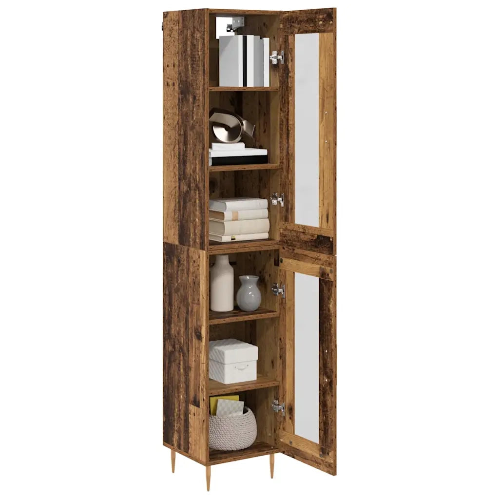 Credenza 2 pz-Set di 2 Buffet-Armadio da cucina Legno vecchio Vetro 431751