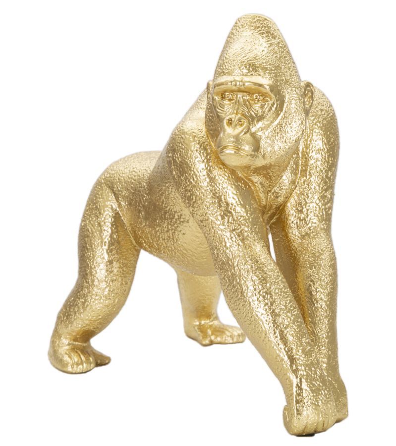 Statua Gorilla 24,3x13,9x22,8 cm in Poliresina Oro
