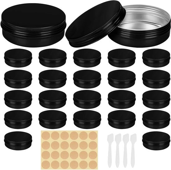 Bacchette in Alluminio Rond - Mini Contenitori per DIY e Archiviazione - Nero - Ercolino e Impermeabile - 114 ml - Adatto per Viaggi