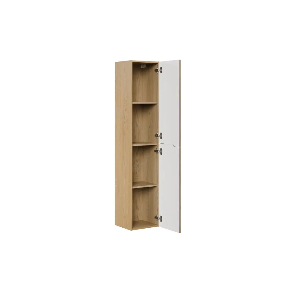 Colonna da bagno NATURA – 2 porte – Rovere chiaro – L35 × P33 × H170 cm – Da appendere