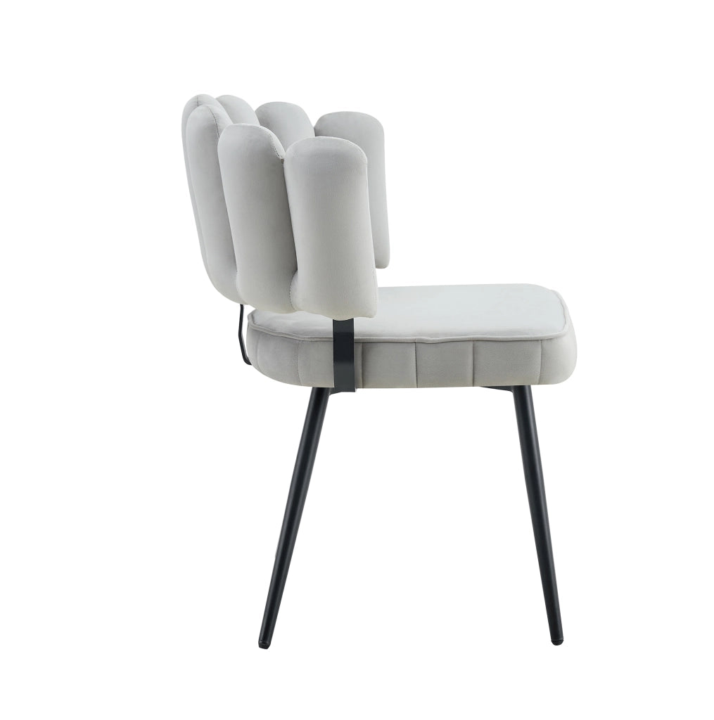 Sedie da pranzo set da 2 80 cm in tessuto grigio chiaro e metallo nero