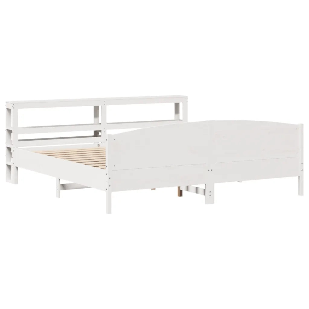 Giroletto senza Materasso Bianco 200x200 cm Legno Massello Pino
