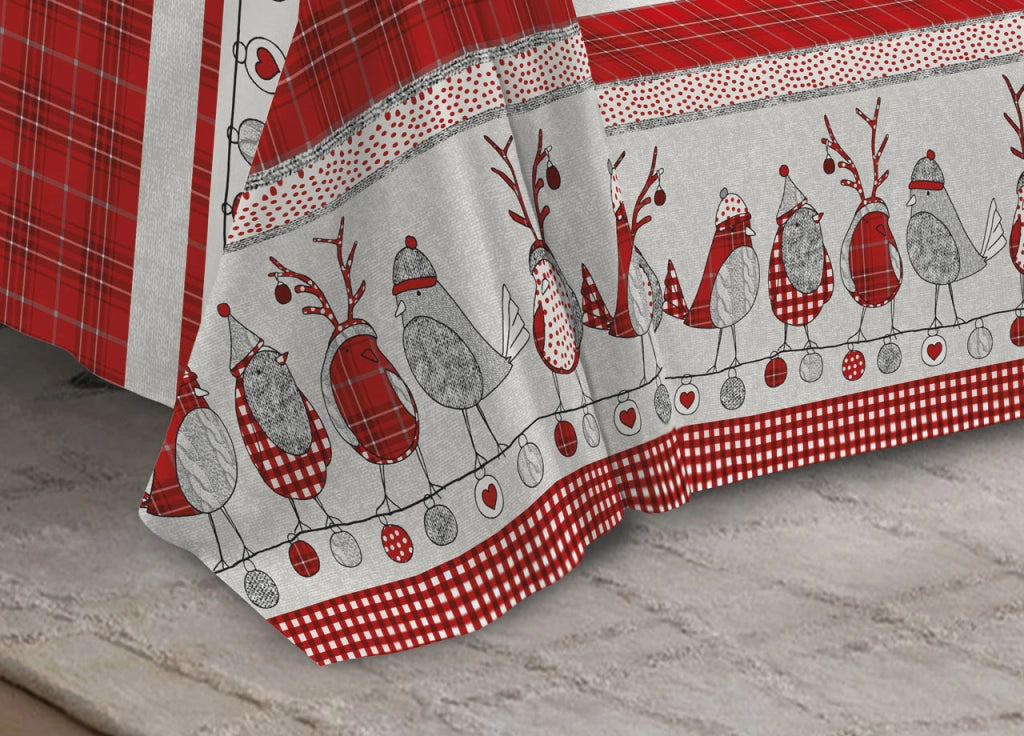 Telo Arredo Granfoulard Copritutto Cotone Copriletto Multiuso Disegni Invernali OB - 2 Piazze - Oliver Rosso