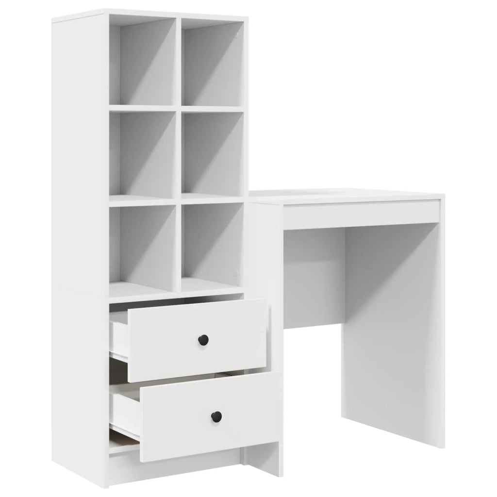 Scrivania con cassetto con lo scaffale 2 pcs Bianco 3337337