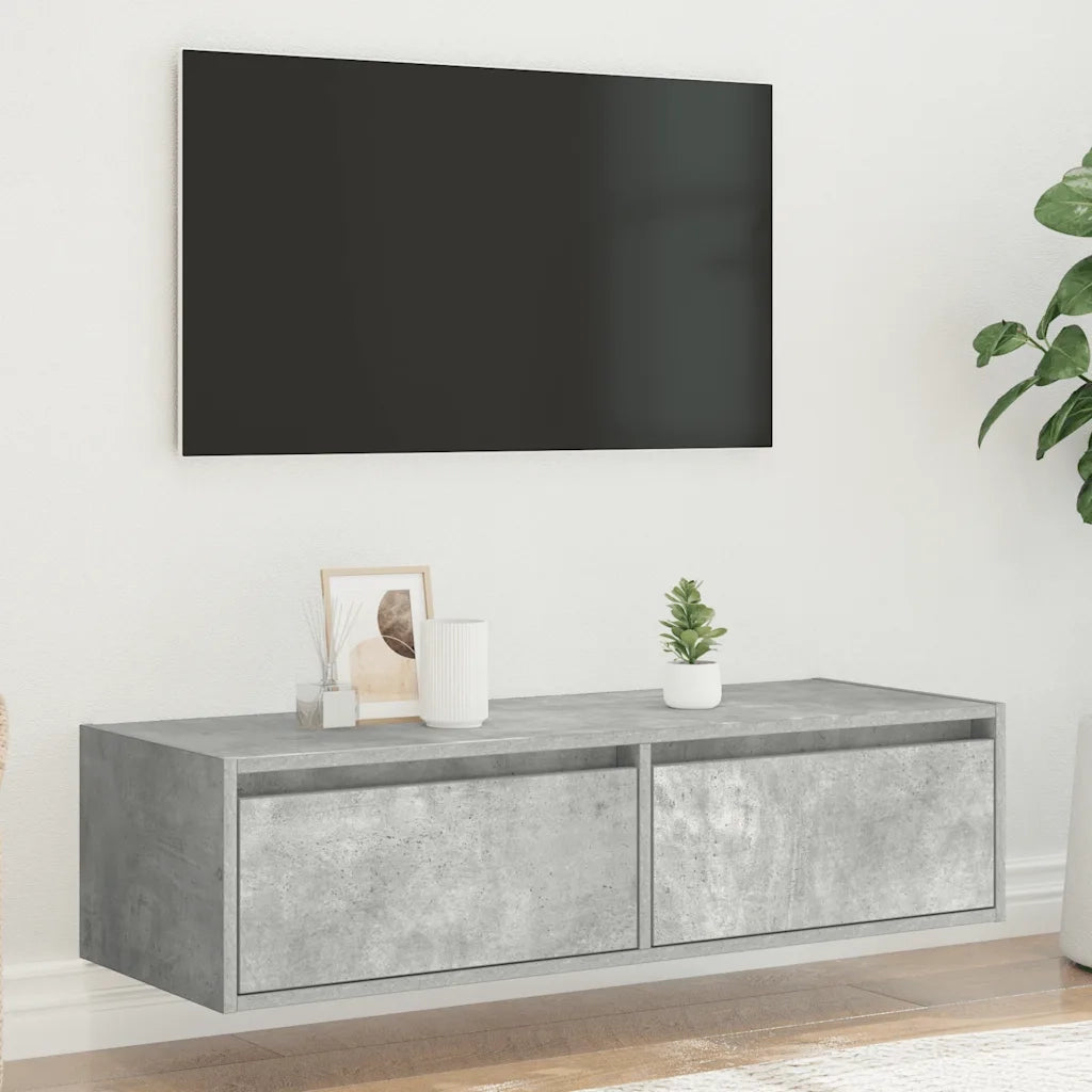 Mobile Porta TV con Luci LED Grigio Cemento 100X35,5x25 cm 860241