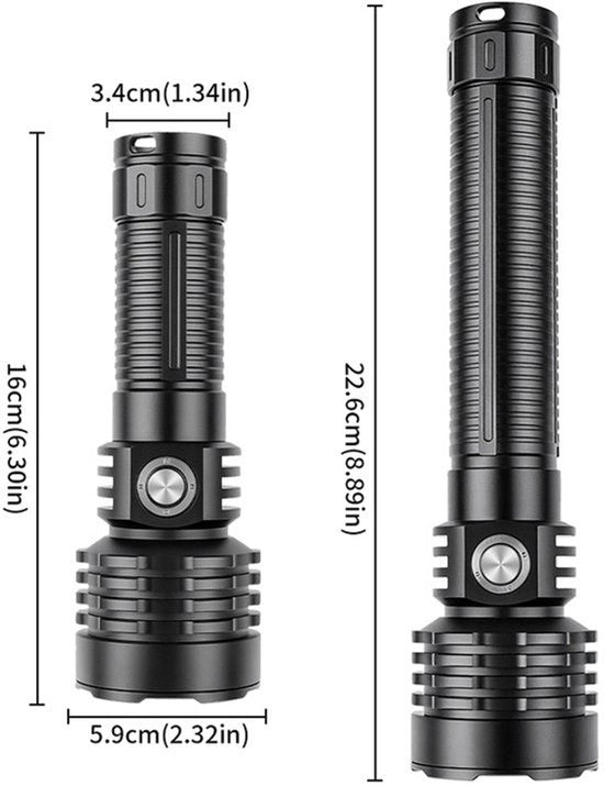 Lanterna subacquea compatta, lampada subacquea, super luminosa, caricabile, adatta per immersioni fino a 50 metri di profondità, 3 livelli di illuminazione, adatta per immersioni notturne.