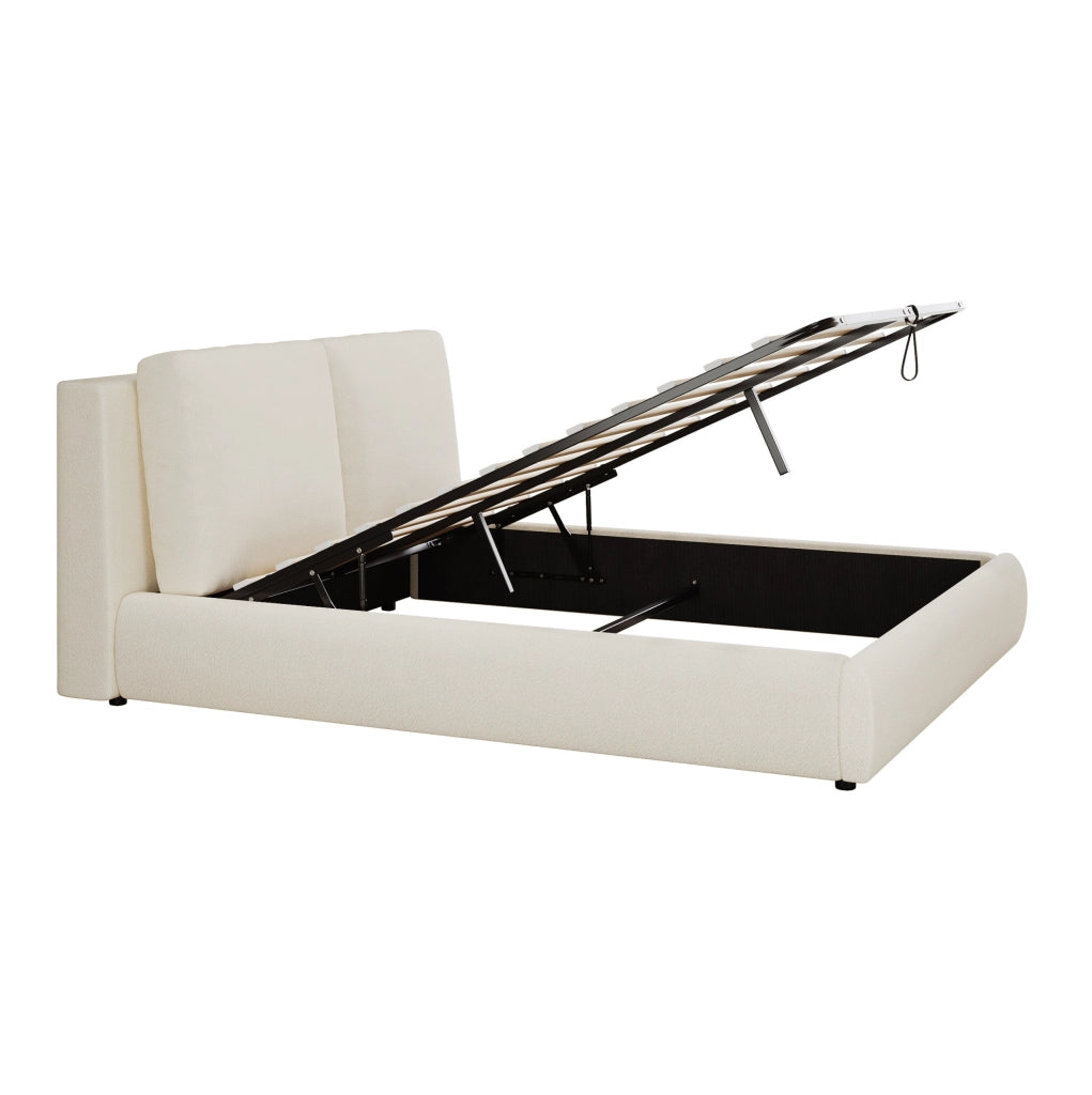 Letto matrimoniale imbottito 180x200 cm con vano contenitore beige