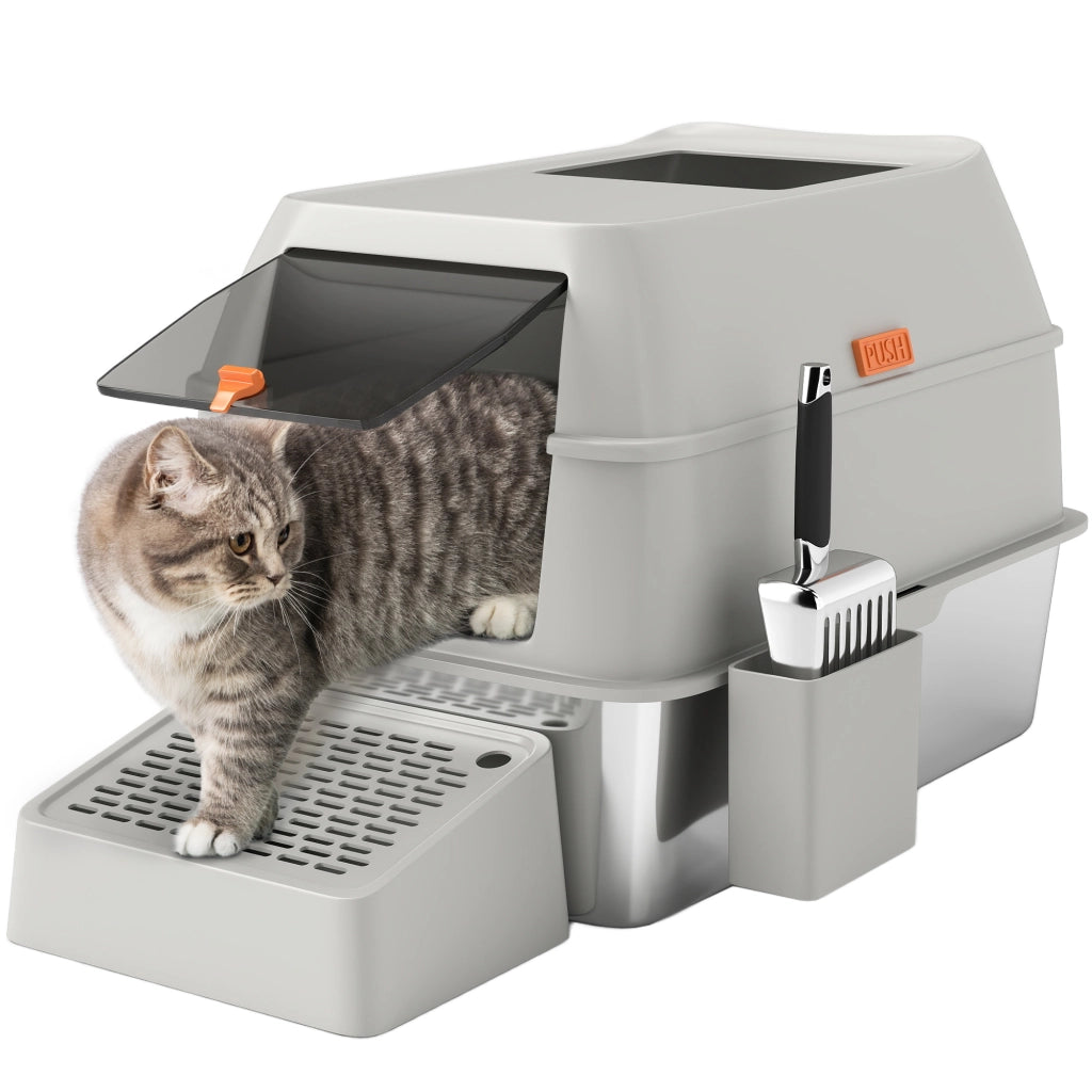Arenero per Gatti in Acciaio Inossidabile ¨C zephmum ¨C Grigio Chiaro