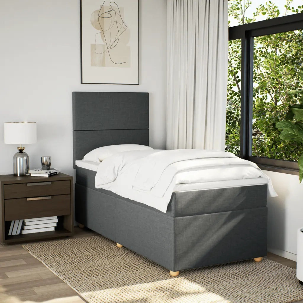 Giroletto a Molle con Materasso Grigio Scuro 100x200 cm Tessuto 3291185