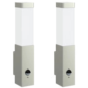 Set di 2 moderne applique da esterno dal design pulito 10,5 x 6 x 33 cm in acciaio inox argento 02_0056510
