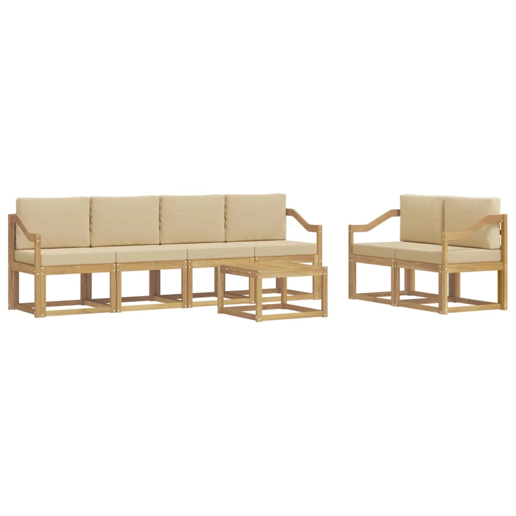 Set di divani da esterno 7 pz Bianco e Beige 3387297