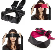 Set di occhiali da notte a stoffa satinata - 2 pezzi - Giochi da letto - Regalo di San Valentino - Nero rosa rosso