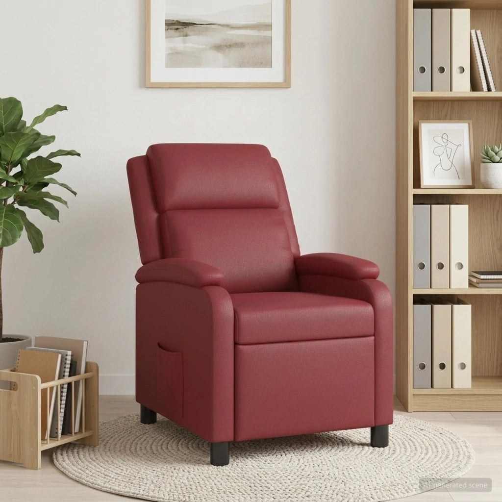 Divano Sedia-Poltrona reclinabile Rosso Vino Similpelle 302194