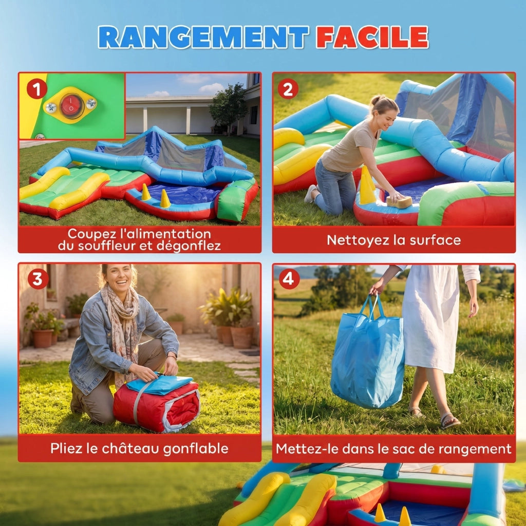 Casetta gonfiabile 4 in 1 con toboga e piscina di palline ¨C zephmum ¨C multicolore
