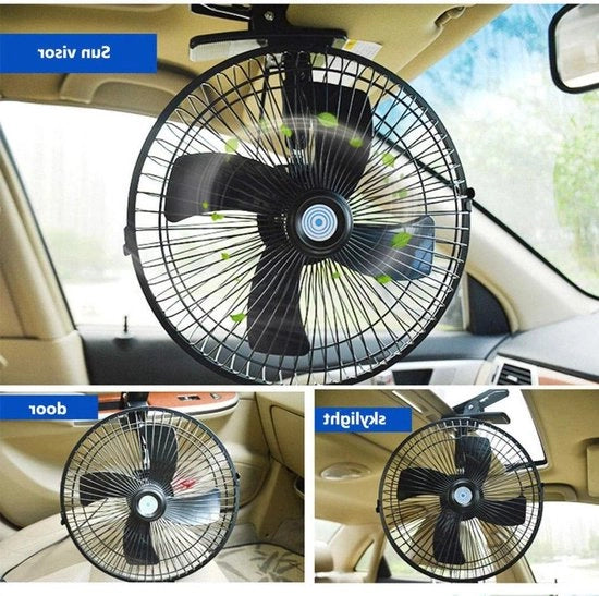 Ventilatore di Auto raffreddamento Portatile 12V/24V - Ventilatore di raffreddamento portatile con 2 velocità - Mini ventilatore estivo con rotazione 180° - con presa per sigarette